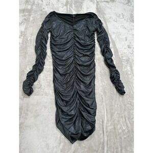 Minette Womens Dress Bodycon Size XL Silver Gray Long Sleeve Ruffled EUC